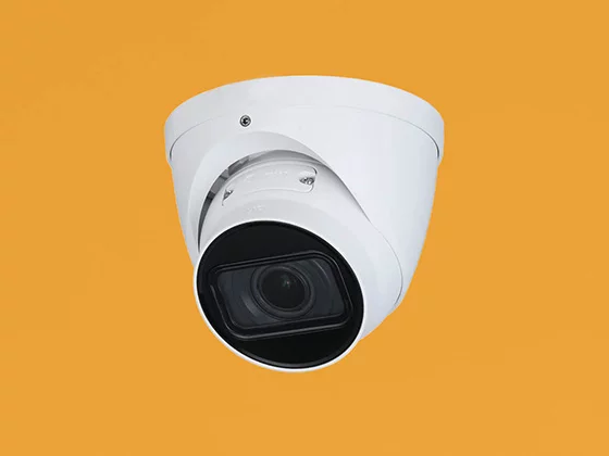 Photo showing an outdoor security camera mounted on the top wall. A great choice for people looking to install outdoor security cameras.